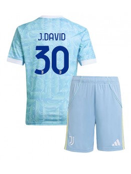 Juventus Jonathan David #30 Replika Borta Kläder Barn 2025-26 Kortärmad (+ byxor)